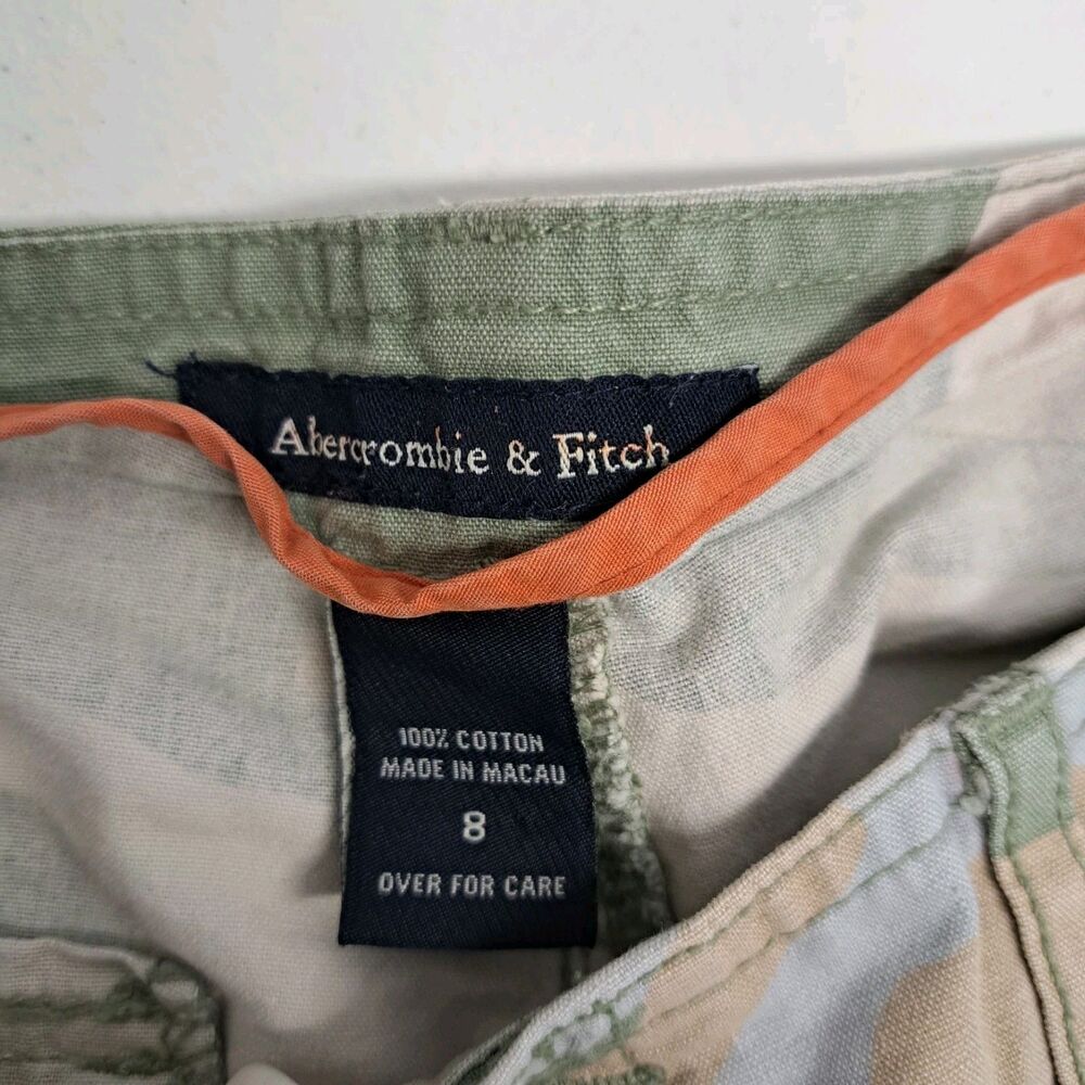 Vintage Abercrombie & Fitch Green And Tan Camo Pants Split Hem Women's 8 - Picture 4 of 10